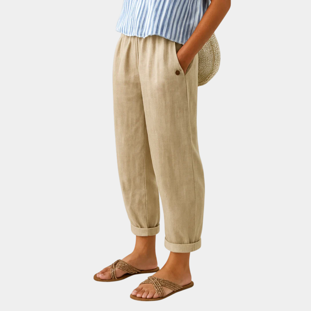 Océane | Pantalon Fluide Effet Lin