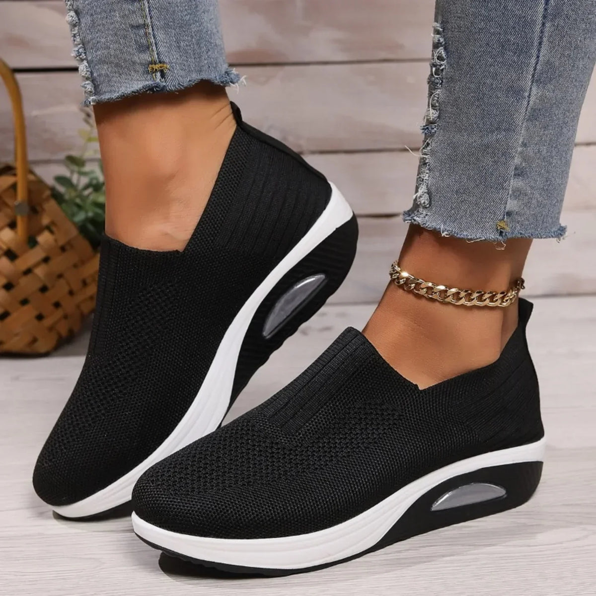 Laurence™ — Baskets slip-on compensées confort quotidien