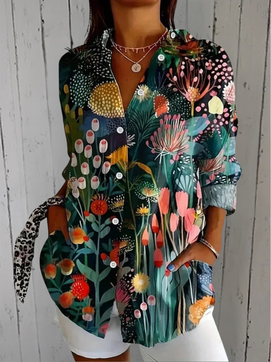 Maëlle | Blouse Élégante à Imprimé Artistique