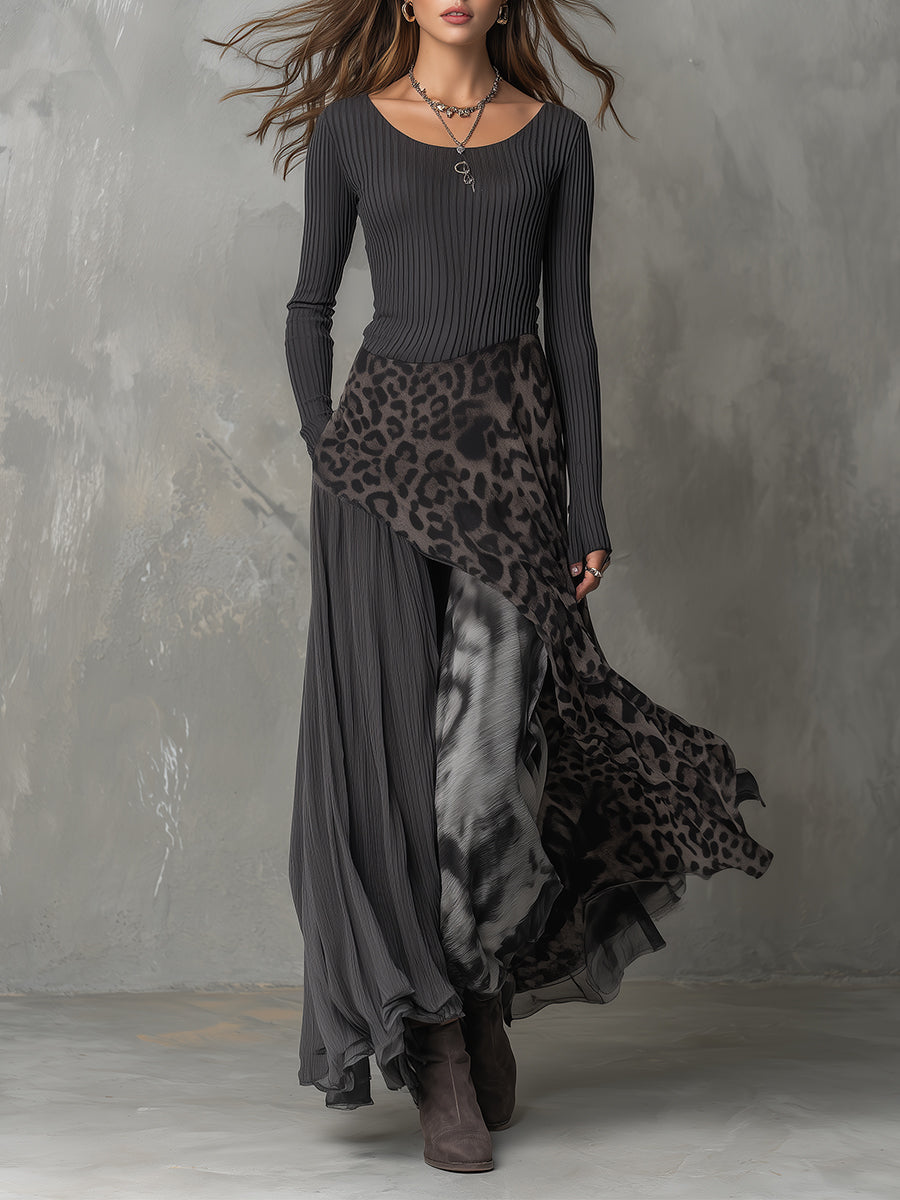 Élodie | Robe Maxi Bohème à Imprimé Léopard