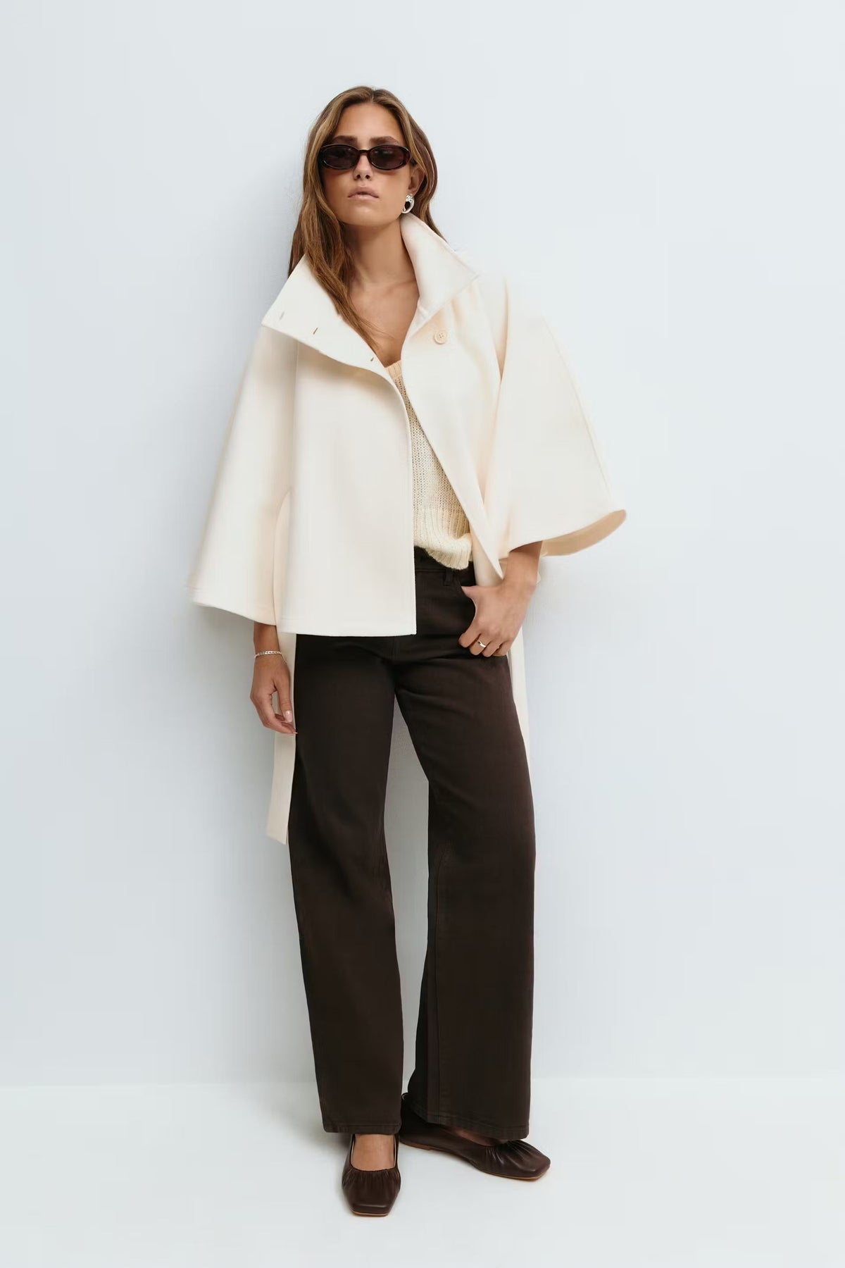 Aliénor | Veste Cape Oversize avec Ceinture