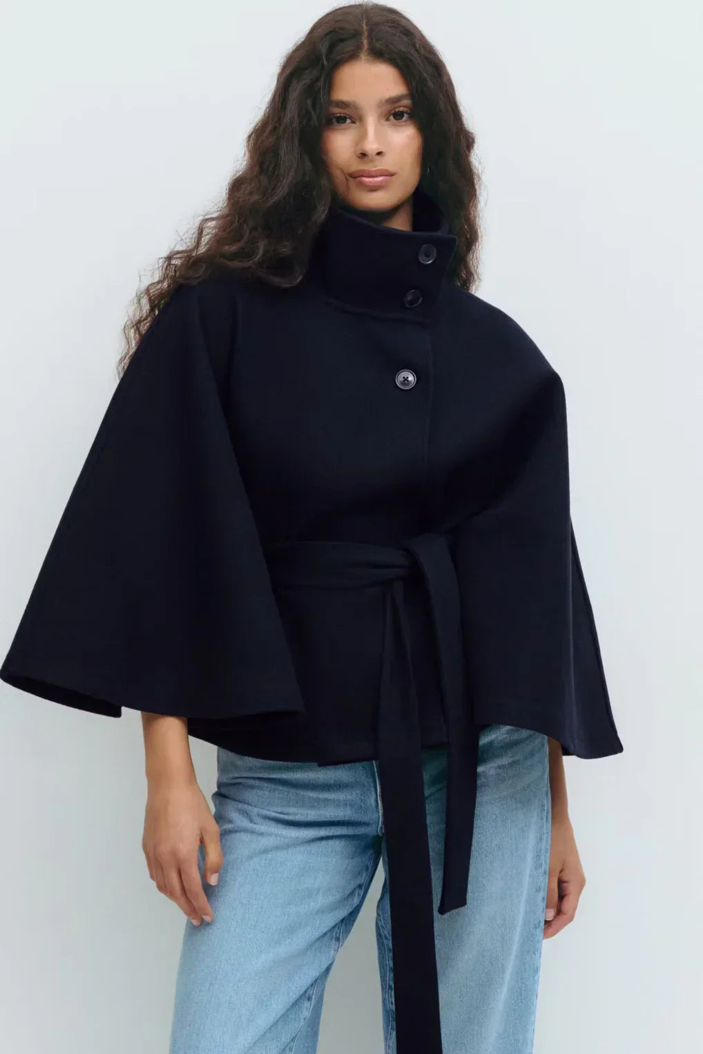 Aliénor | Veste Cape Oversize avec Ceinture
