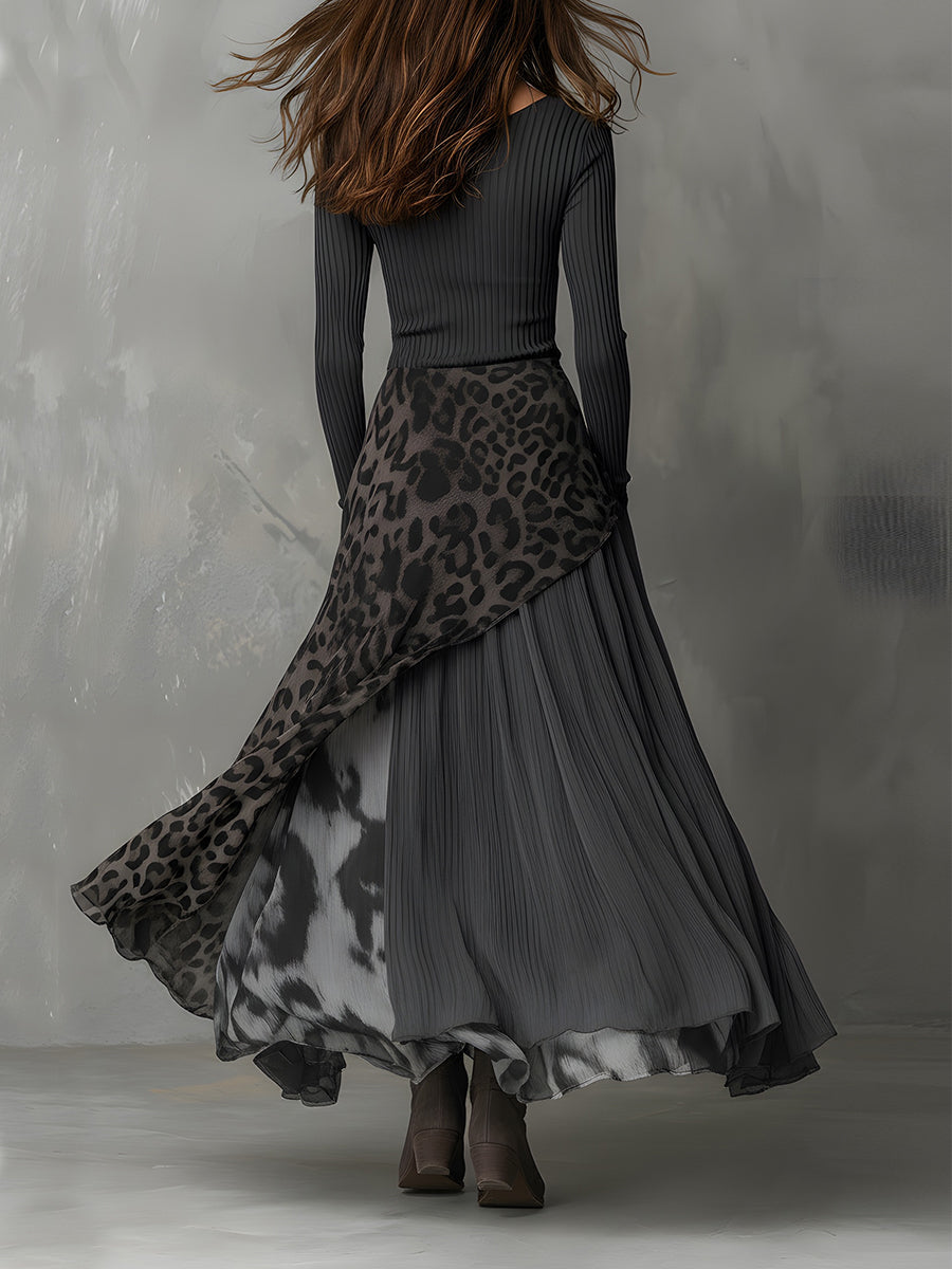 Élodie | Robe Maxi Bohème à Imprimé Léopard