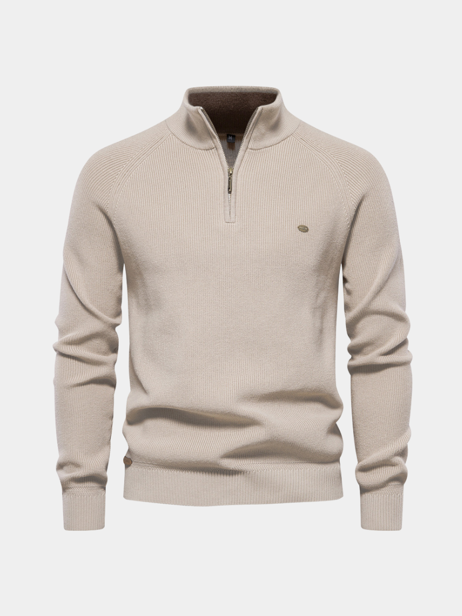 Corentin | Pull Côtelé à Col Demi-Zip