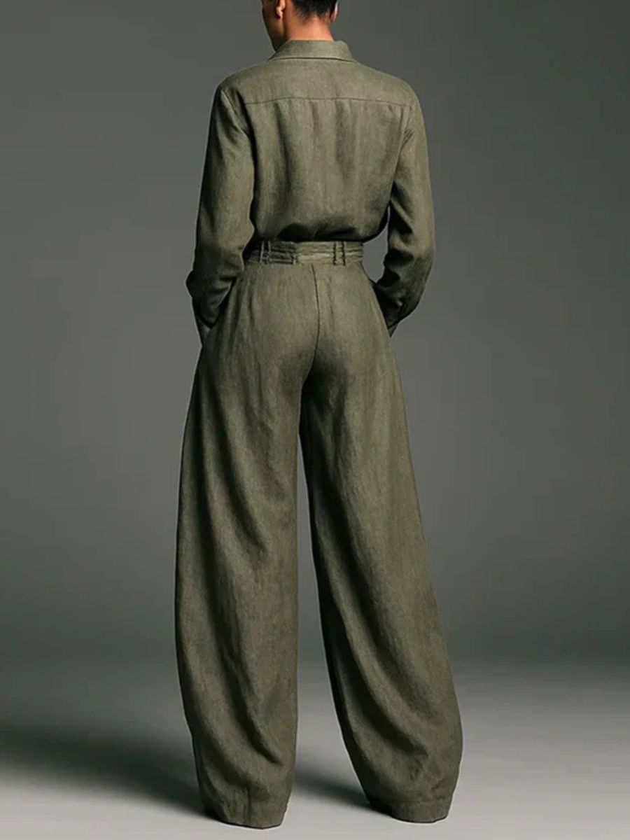 Anaïs | Ensemble Élégant à Revers & Pantalon Large