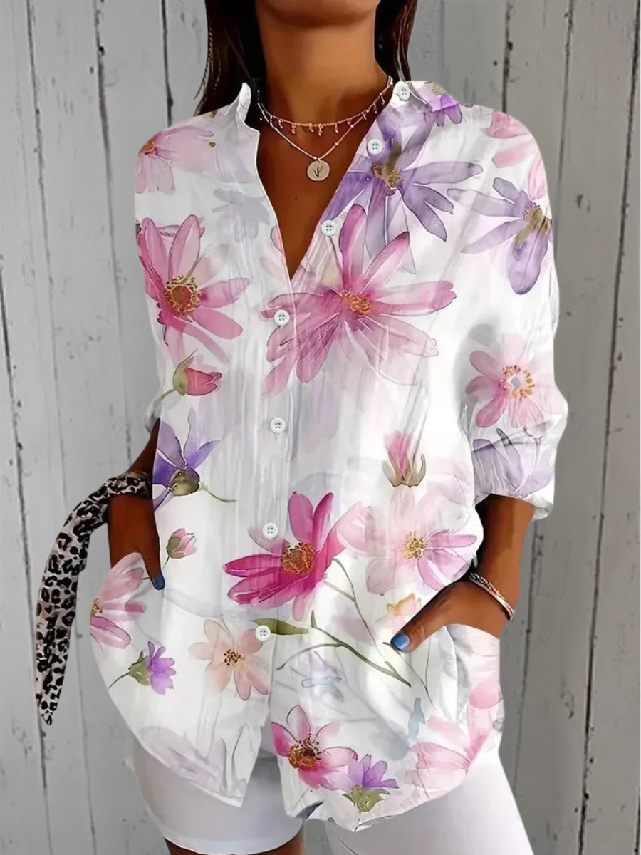 Maëlle | Blouse Élégante à Imprimé Artistique