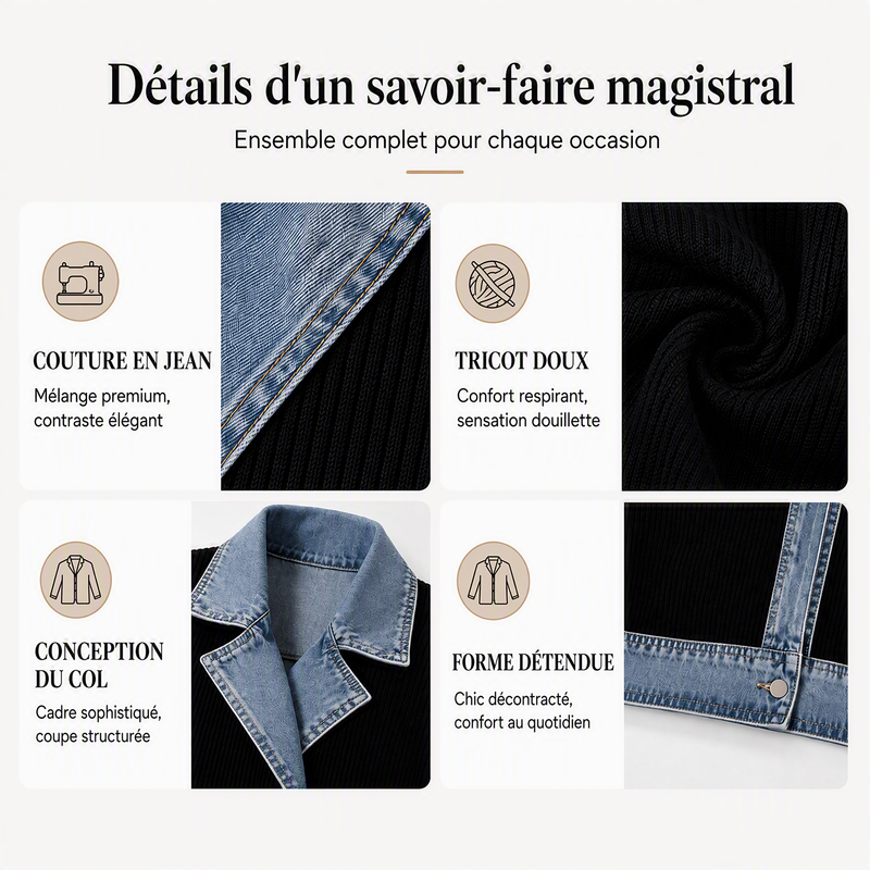 Élégance | Manteau en Maille et Jean