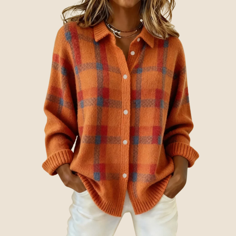 Faustine | Veste-Chemise en Maille à Carreaux