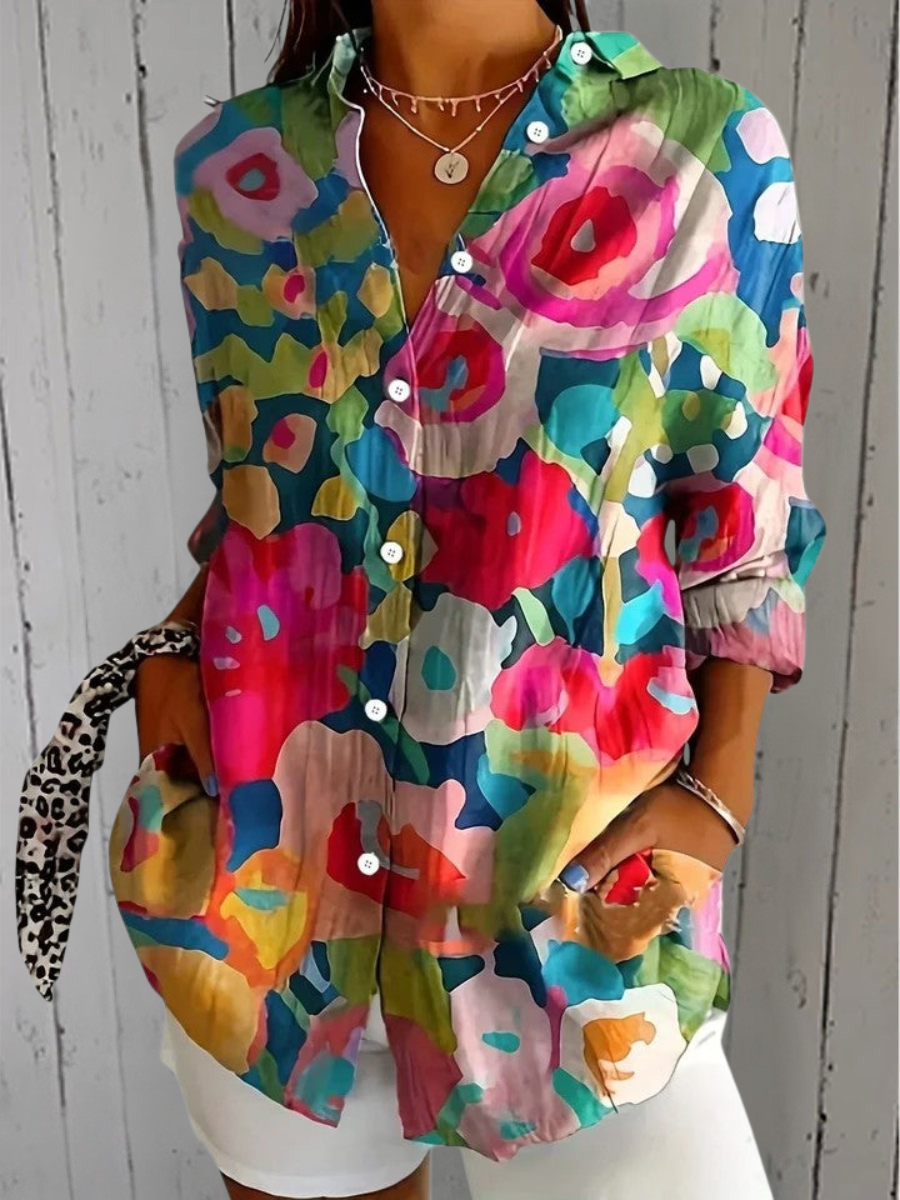 Maëlle | Blouse Élégante à Imprimé Artistique