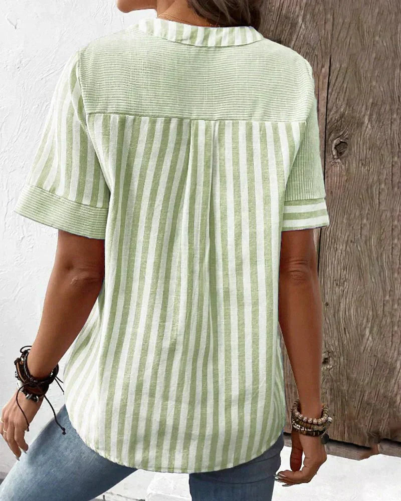 Noémie | Blouse Rayée Élégante à Col V