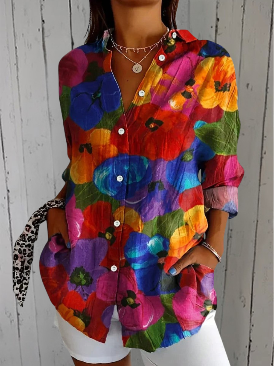 Maëlle | Blouse Élégante à Imprimé Artistique