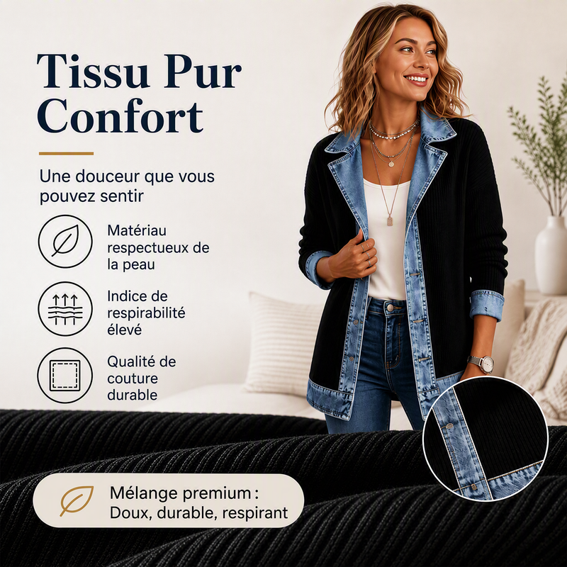 Élégance | Manteau en Maille et Jean