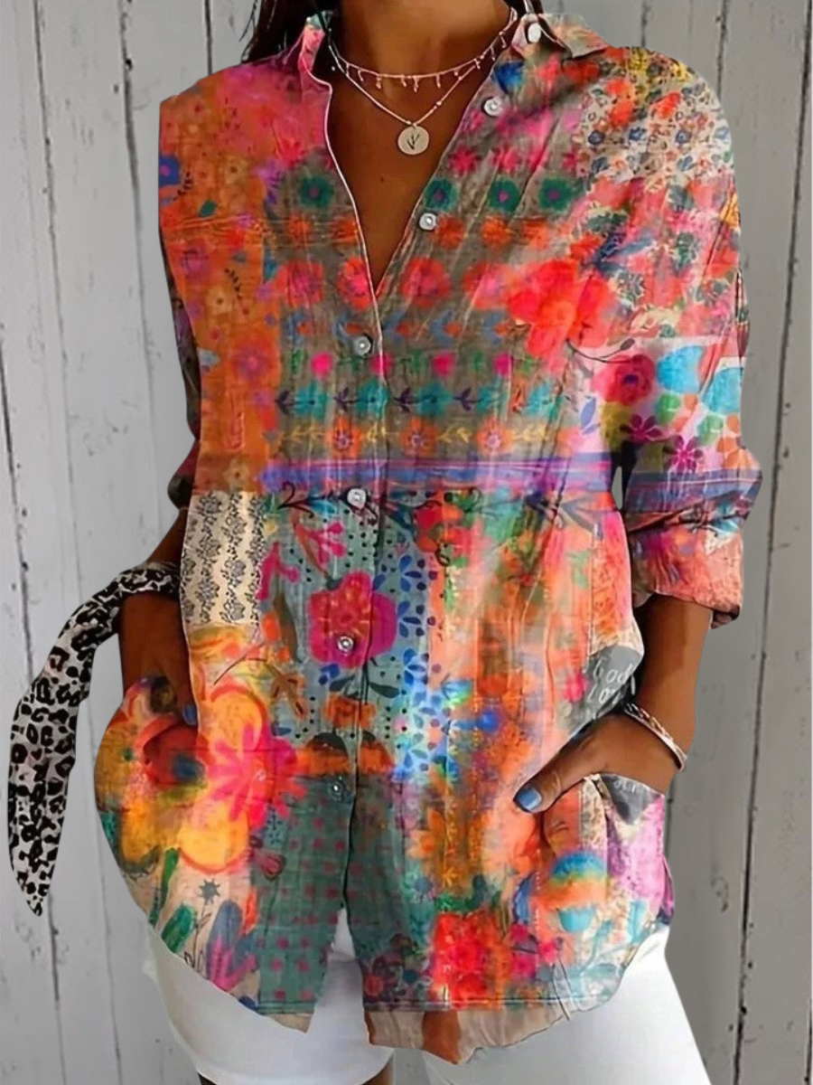 Maëlle | Blouse Élégante à Imprimé Artistique