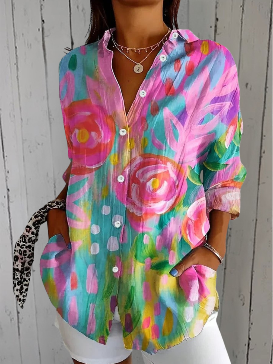 Maëlle | Blouse Élégante à Imprimé Artistique