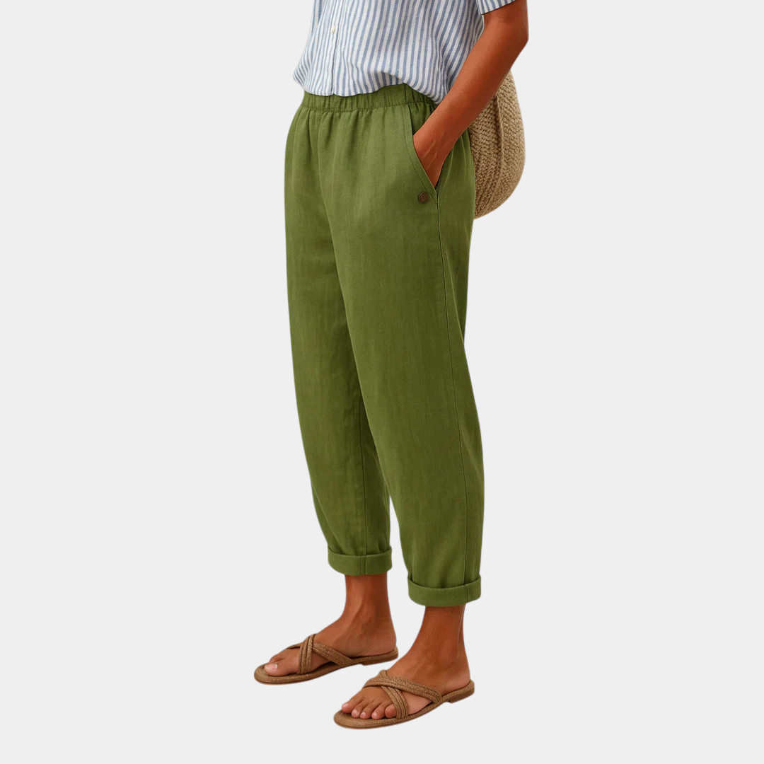 Océane | Pantalon Fluide Effet Lin