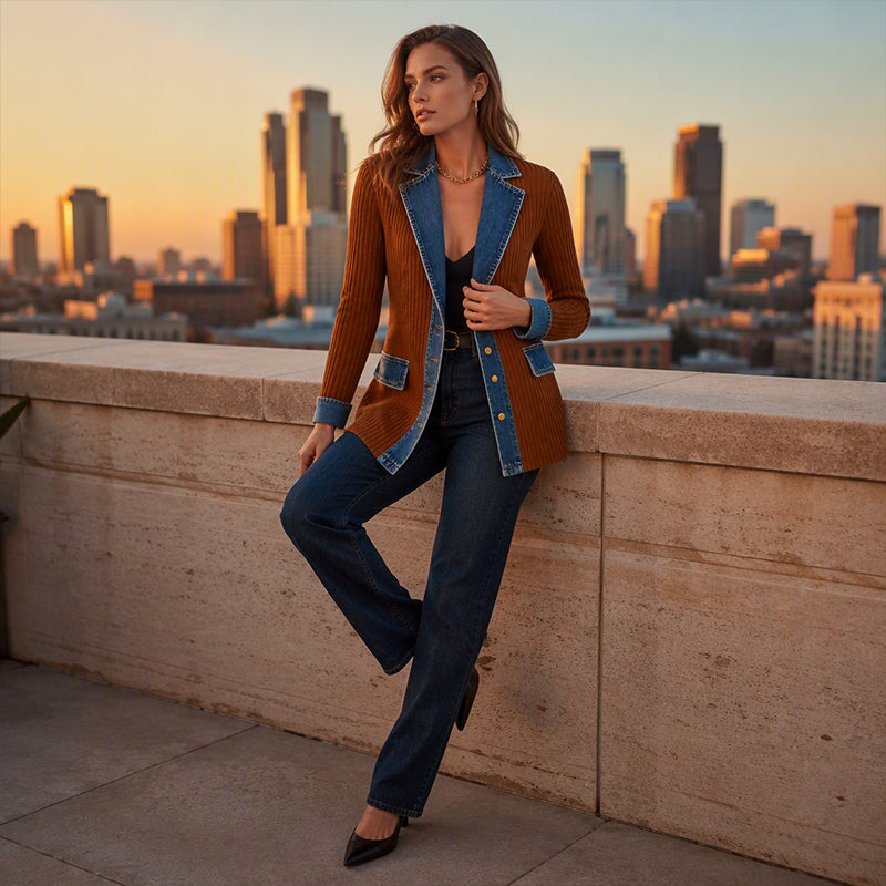 Élégance | Manteau en Maille et Jean