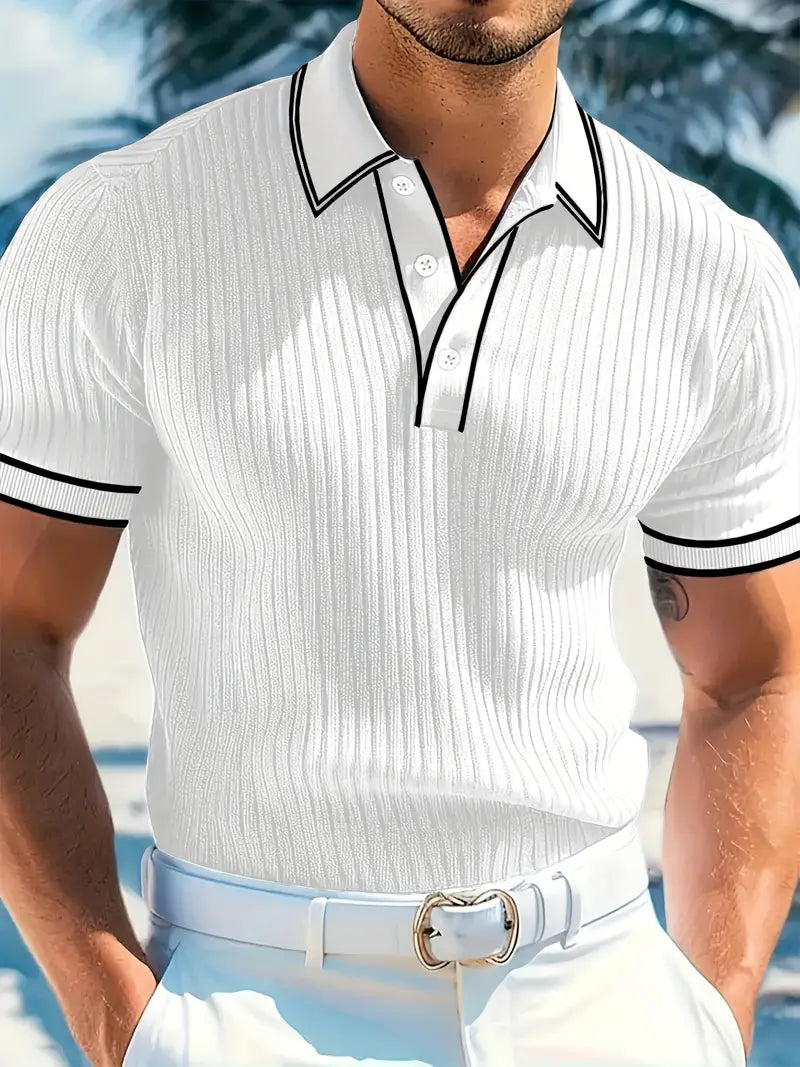 Maxime | Polo Structuré à Col Contrasté pour Homme