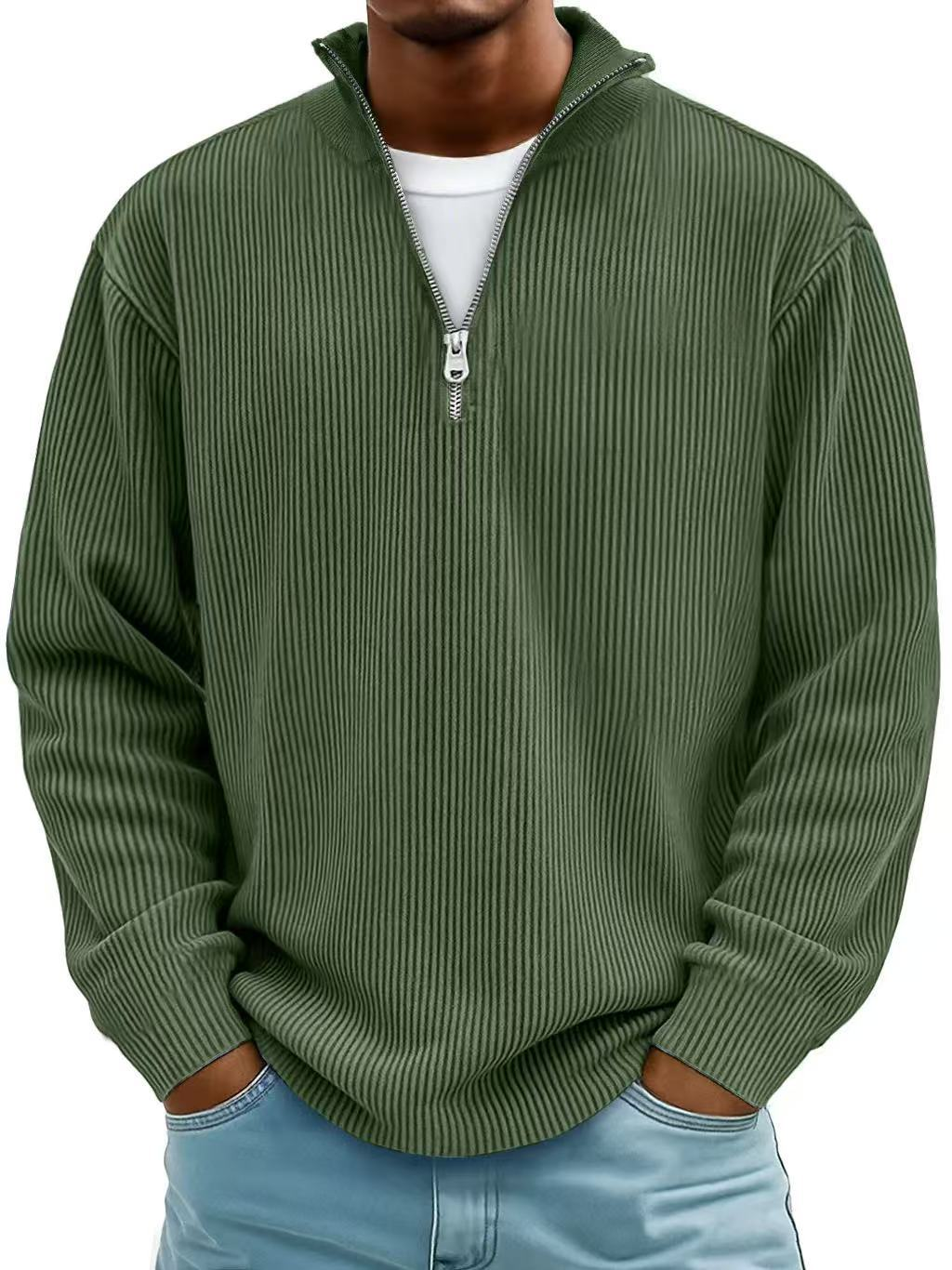 Cédric | Pull Côtelé à Col Zippé