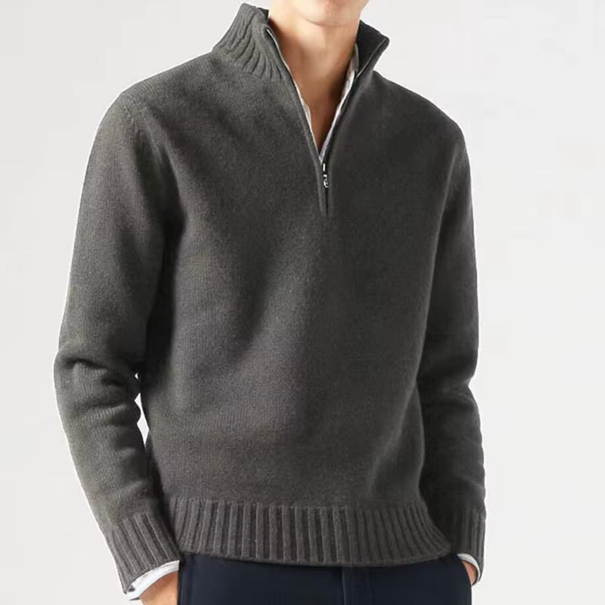 Timothée | Pull en Laine à Col Montant Zippé
