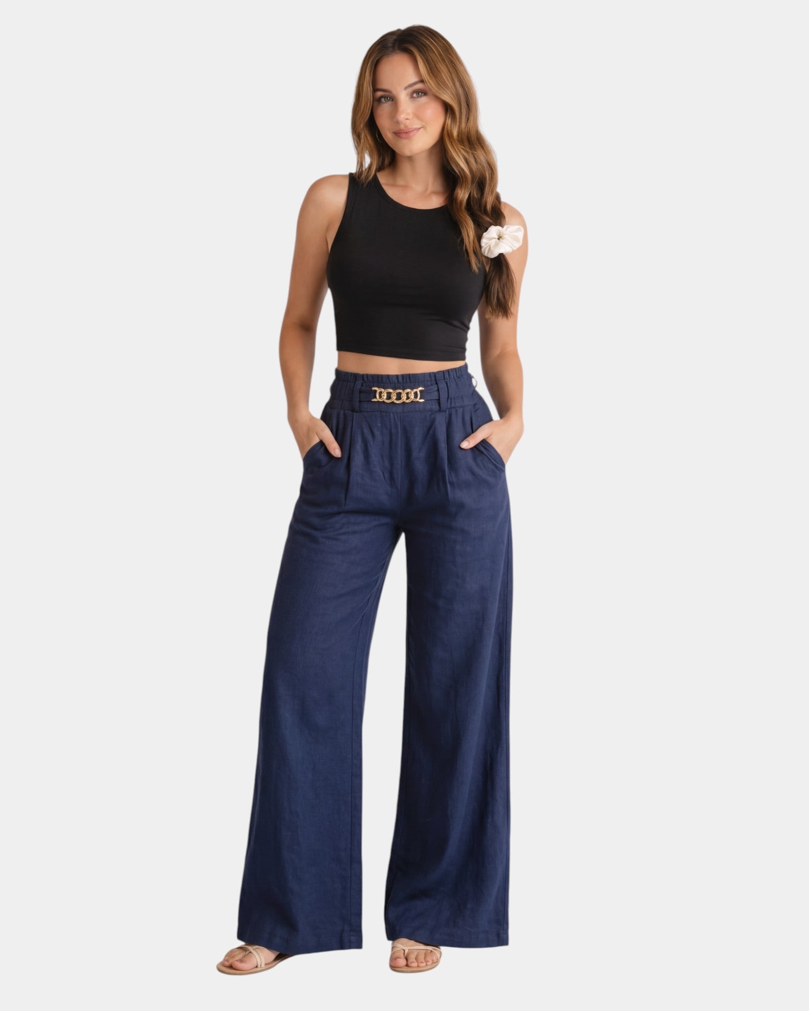 Madeleine | Pantalon Large Taille Haute