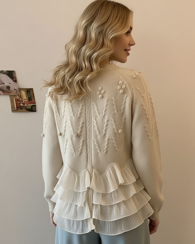 Rosalie | Cardigan Élégant en Maille avec Volants