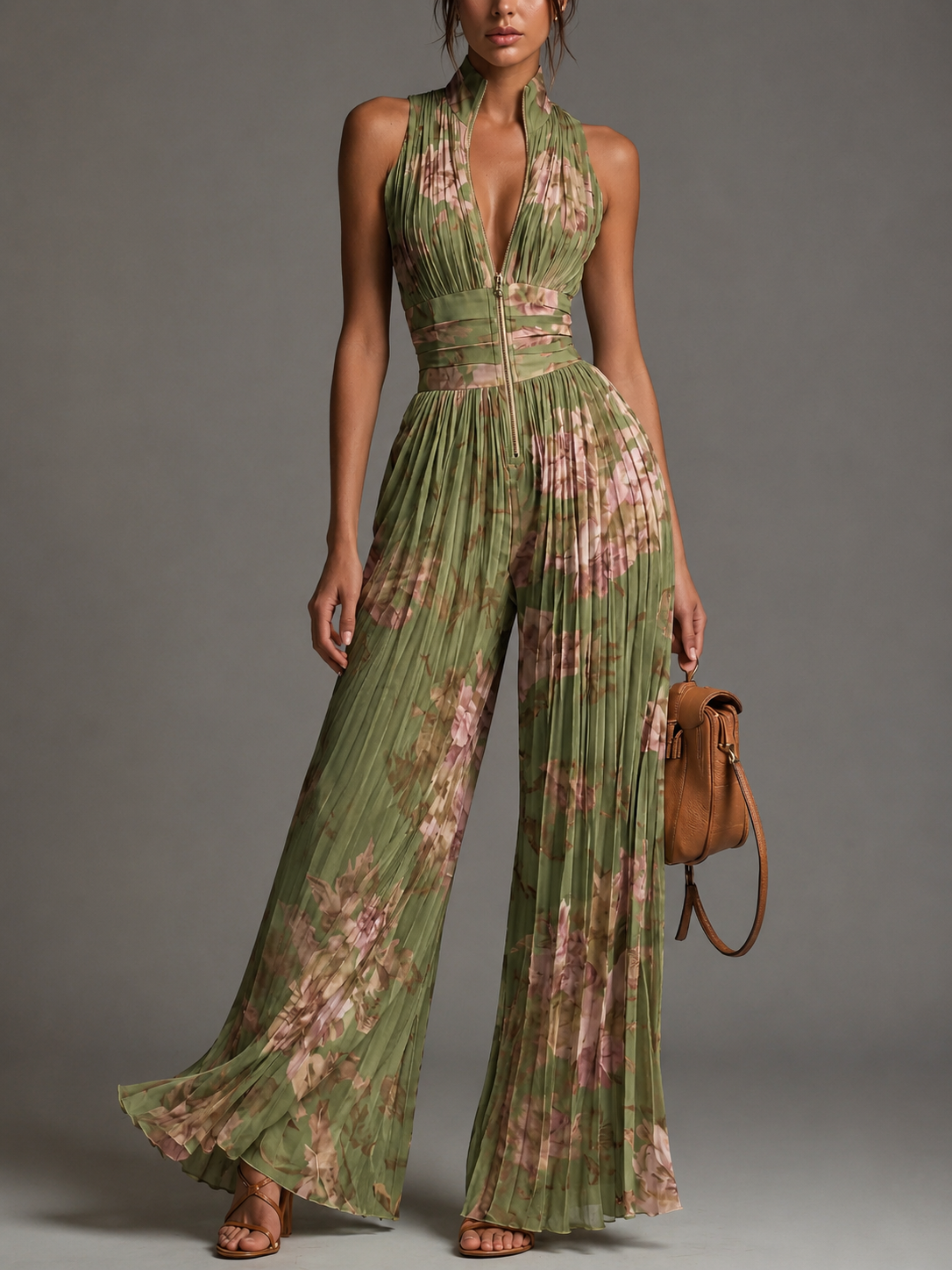 Lucie | Combinaison Florale Plissée en Mousseline