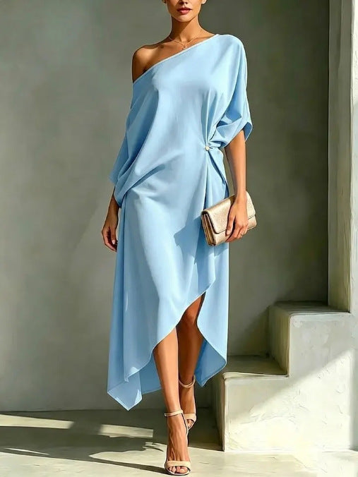 Élodie | Robe Fluide Asymétrique Élégante