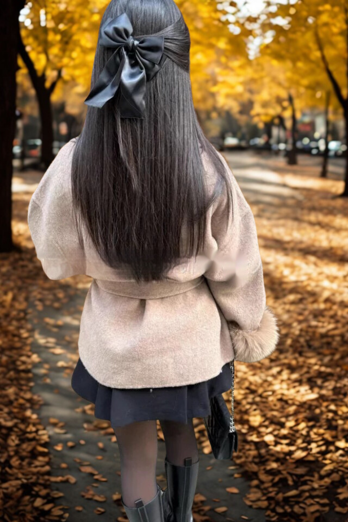 Évelyne | Manteau Ceinturé à Manches en Fausse Fourrure