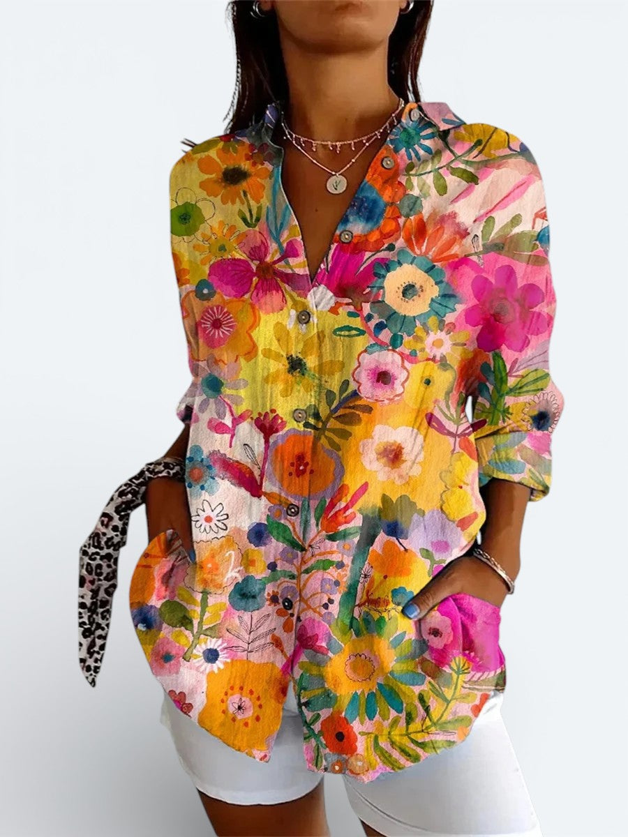 Coralie | Blouse Élégante à Imprimé Coloré