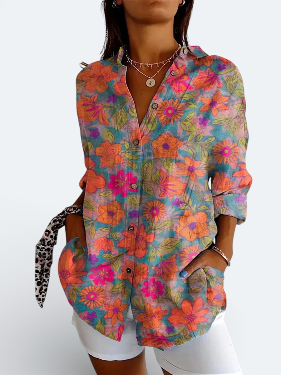 Coralie | Blouse Élégante à Imprimé Coloré