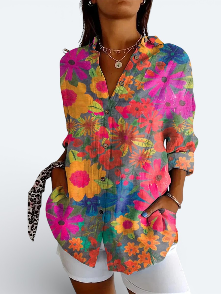 Coralie | Blouse Élégante à Imprimé Coloré