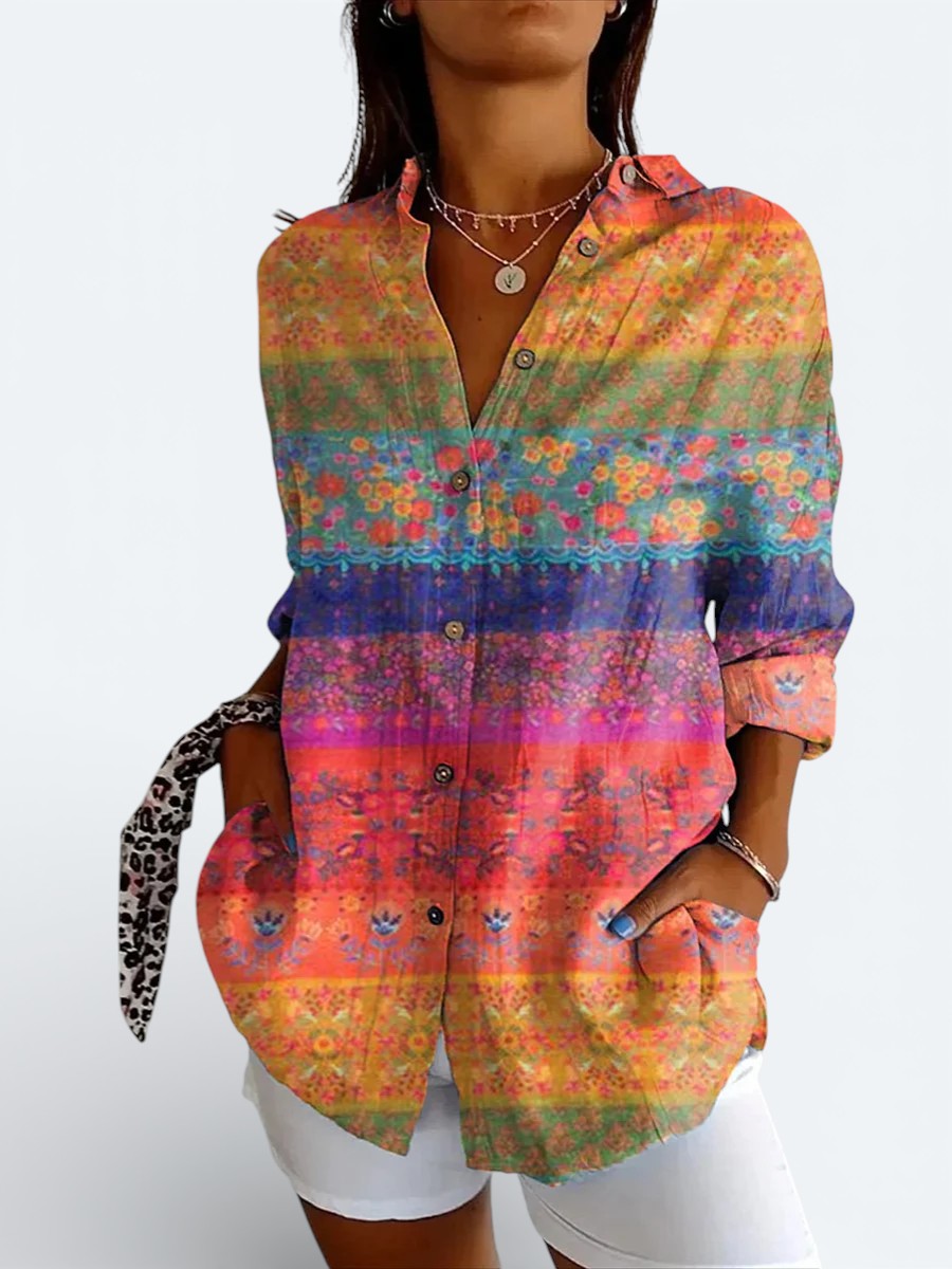 Coralie | Blouse Élégante à Imprimé Coloré