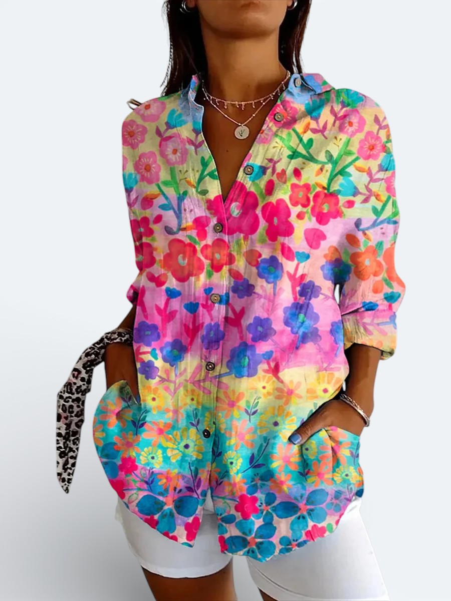 Coralie | Blouse Élégante à Imprimé Coloré