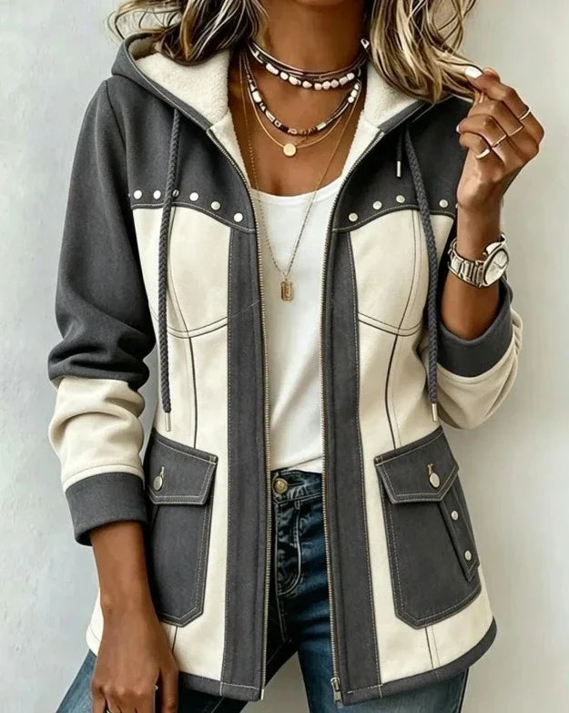 Ophélie | Veste à Capuche Bi-Matière