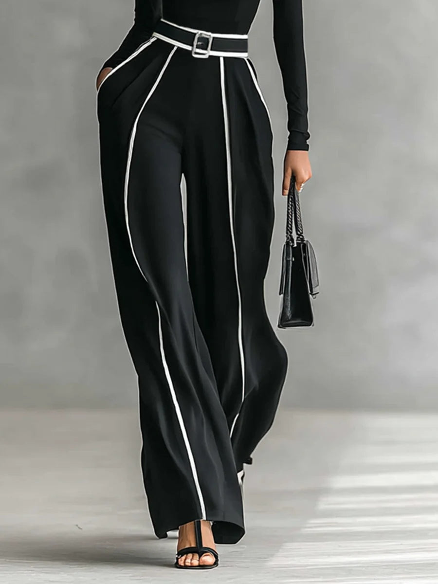 Victoire | Ensemble Élégant Col Montant & Pantalon Fluide