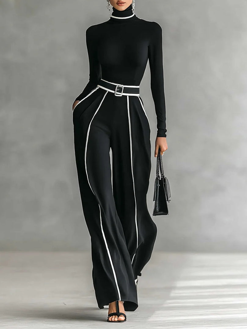 Victoire | Ensemble Élégant Col Montant & Pantalon Fluide