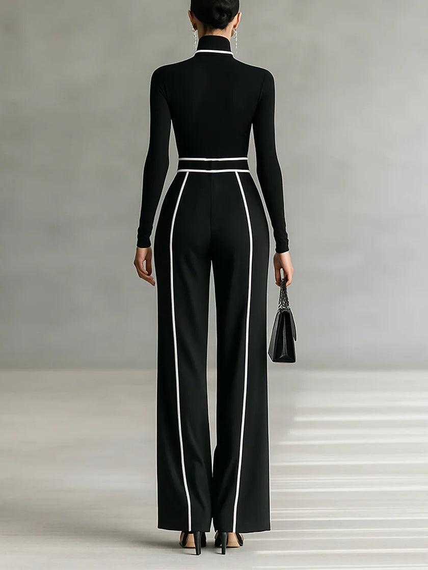 Victoire | Ensemble Élégant Col Montant & Pantalon Fluide
