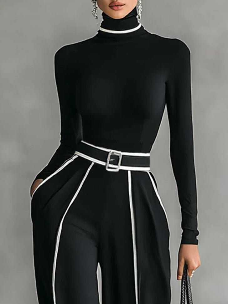 Victoire | Ensemble Élégant Col Montant & Pantalon Fluide