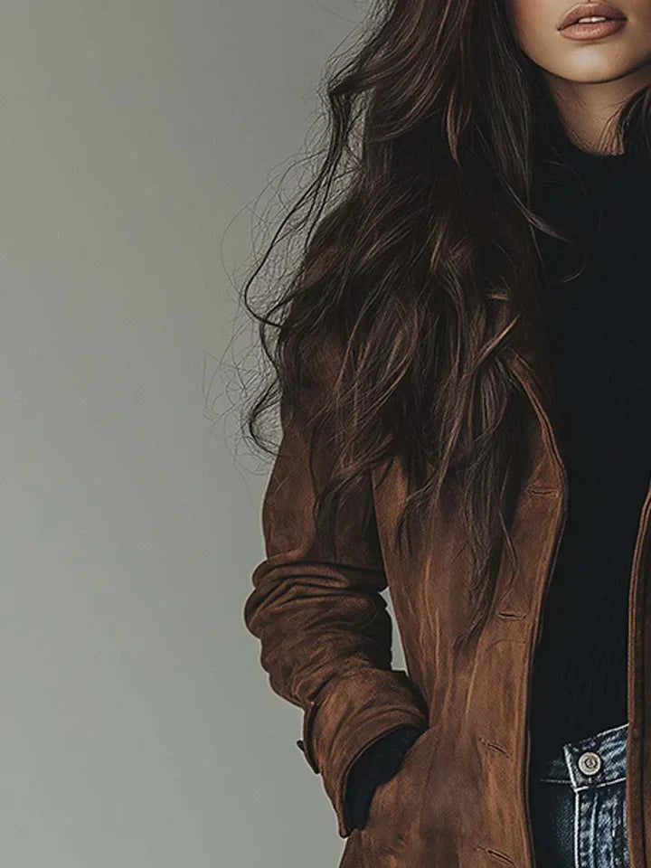 Cléophée | Manteau Élégant à Effet Suédé