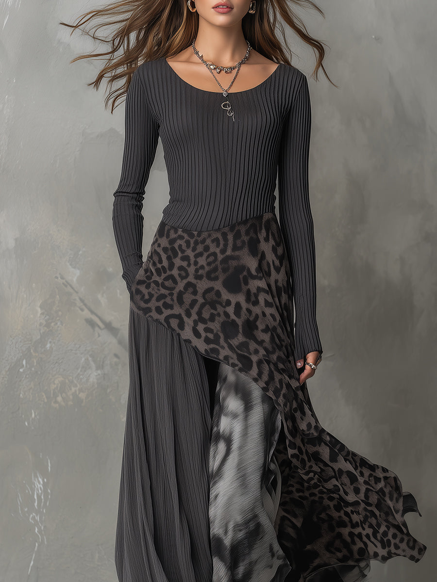 Élodie | Robe Maxi Bohème à Imprimé Léopard