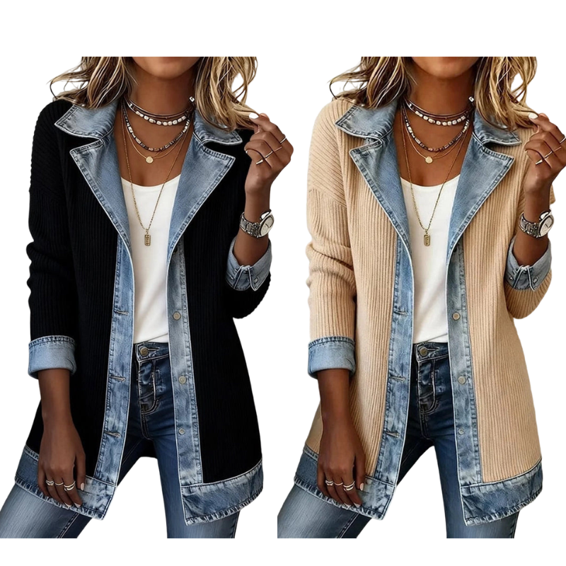 Élégance | Manteau en Maille et Jean