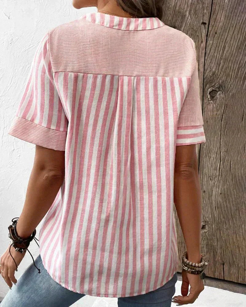 Noémie | Blouse Rayée Élégante à Col V