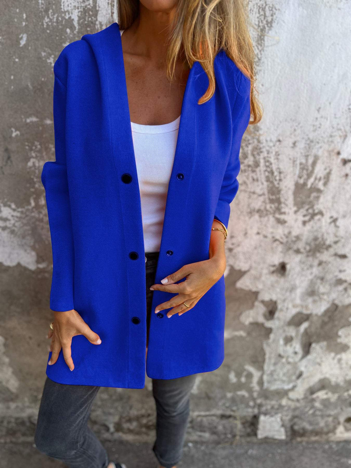 Élodine | Gilet Long Chic avec Capuche