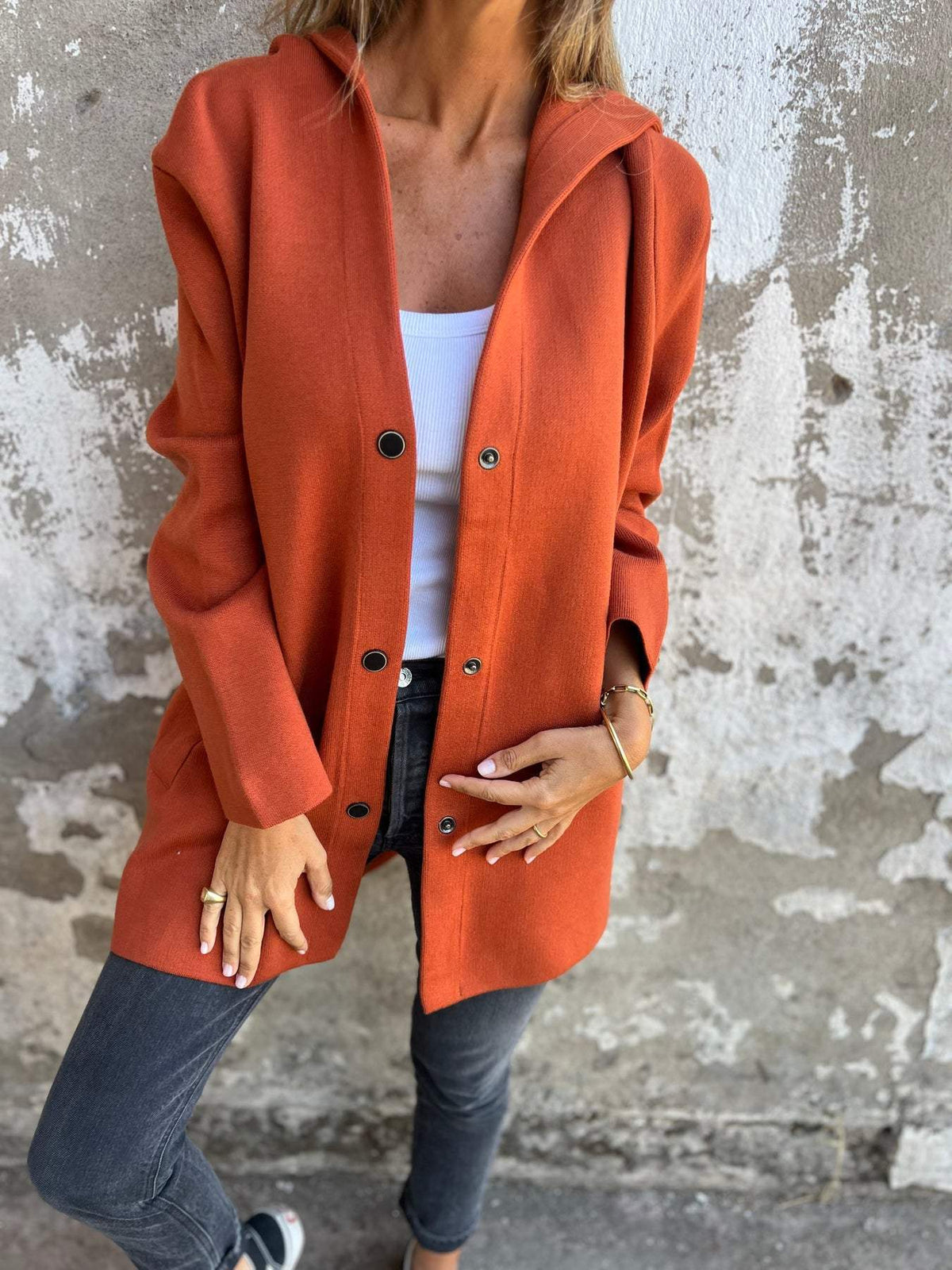 Élodine | Gilet Long Chic avec Capuche