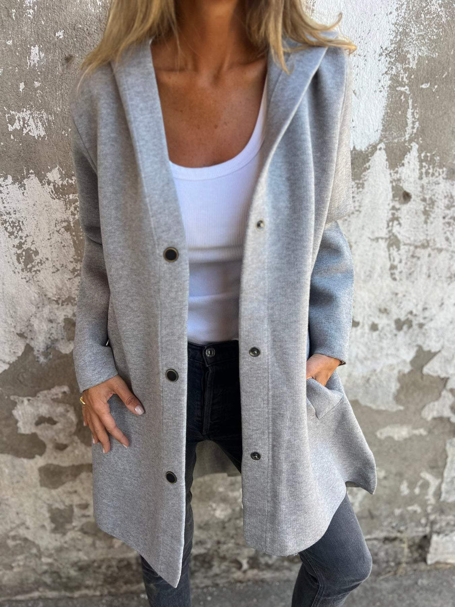 Élodine | Gilet Long Chic avec Capuche