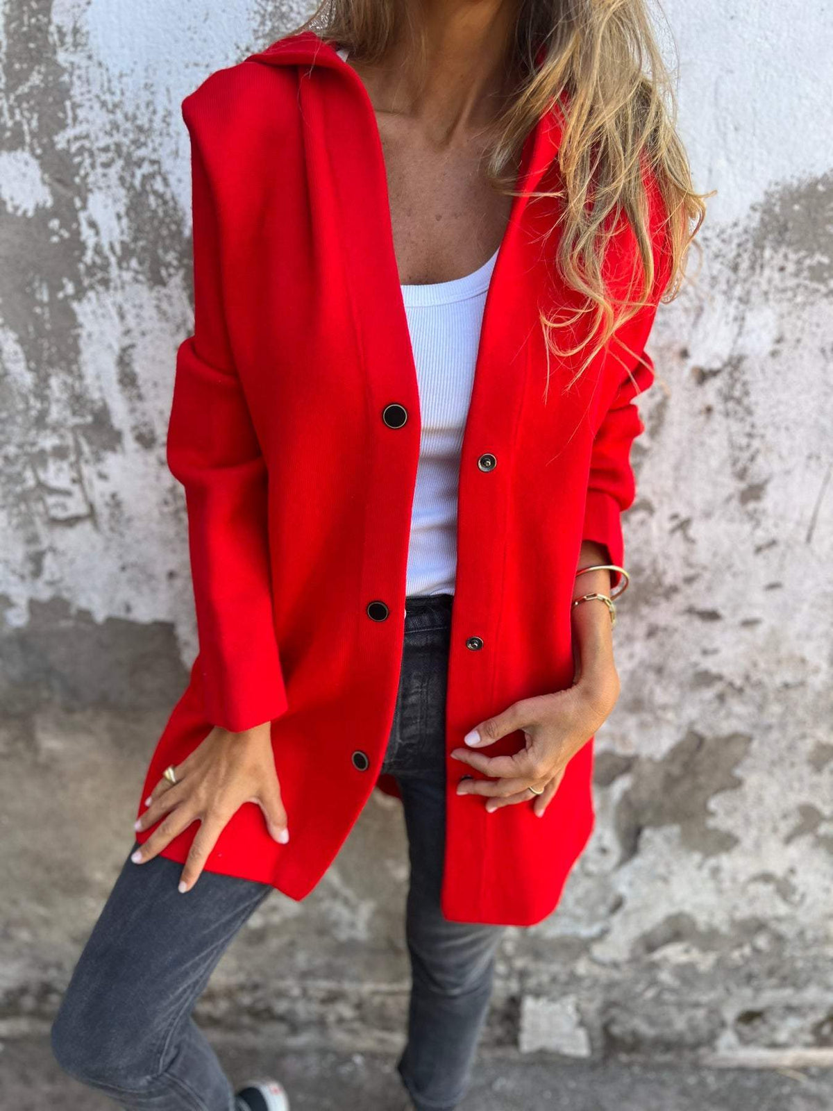 Élodine | Gilet Long Chic avec Capuche