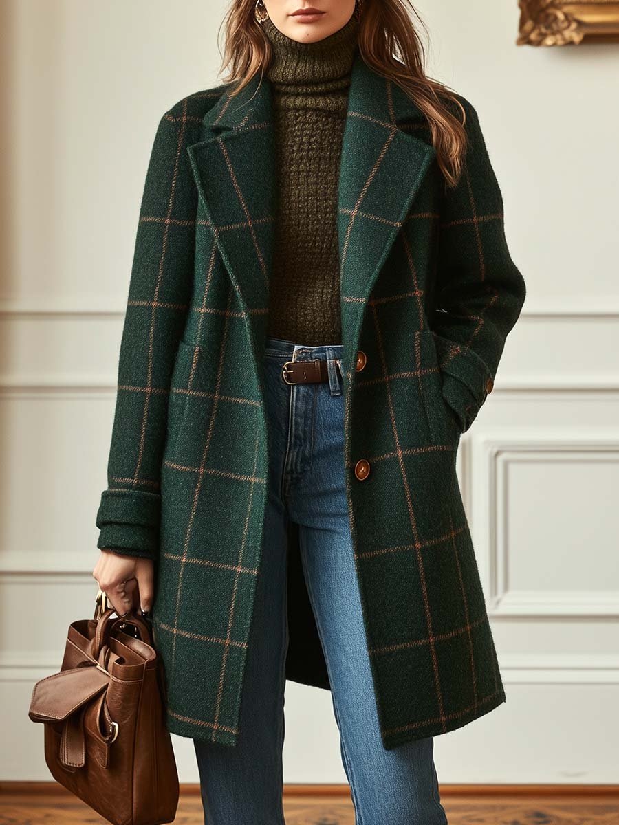 Victoire | Manteau Effet Laine à Carreaux