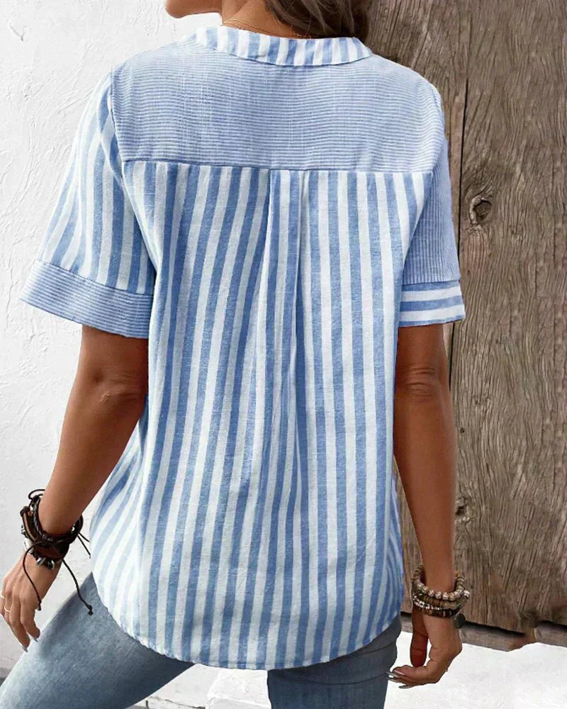 Noémie | Blouse Rayée Élégante à Col V